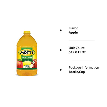 Mott's 100% Original Apple Juice, 8 Fl Oz Bottles, 24 Count (4 Packs Of 6), 2 Servings Of Fruit, 100% Fruit Juice, Gluten-free, Caffeine-free, Kosher, Contains No Artificial Colors Or Sweeteners