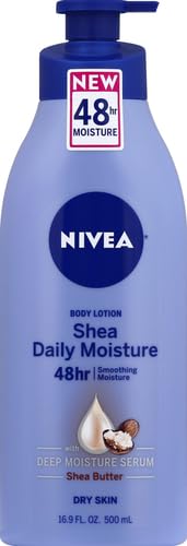 NIVEA Shea Nourish Body Lotion, 48-Hour Moisturizing Shea Butter Lotion for Dry Skin with Deep Nourishing Serum, 16.9 Fl Oz Pump Bottle