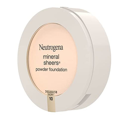 Neutrogena Mineral Sheers Compact Powder Foundation, Lightweight & Oil-Free Mineral Foundation, Fragrance-Free, Nude 40,.34 oz