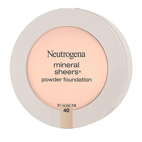 Neutrogena Mineral Sheers Compact Powder Foundation, Lightweight & Oil-Free Mineral Foundation, Fragrance-Free, Nude 40,.34 oz