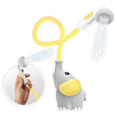 Yookidoo Baby Bath Shower Head - Elephant Water Pump with Trunk Spout Rinser - Control Water Flow from 2 Elephant Trunk Knobs for Maximum Fun in Tub or Sink for Newborn Babies