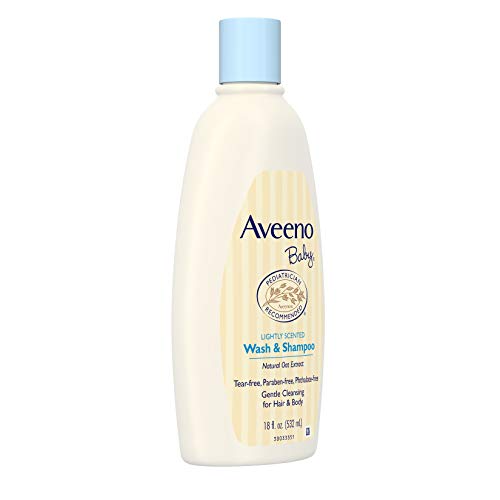 Aveeno Baby Daily Moisture Gentle Bath Wash & Shampoo with Natural Oat Extract, Hypoallergenic, Tear-Free & Paraben-Free Formula For Sensitive Hair & Skin, Lightly Scented, 33 fl. oz