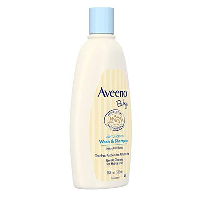 Aveeno Baby Daily Moisture Gentle Bath Wash & Shampoo with Natural Oat Extract, Hypoallergenic, Tear-Free & Paraben-Free Formula For Sensitive Hair & Skin, Lightly Scented, 33 fl. oz