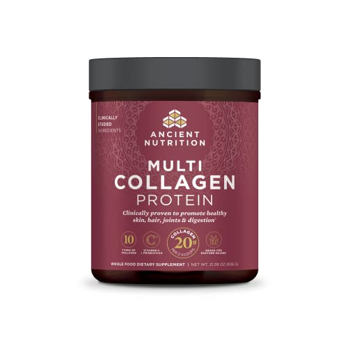 Ancient Nutrition Hydrolyzed Collagen Peptides Powder with Probiotics, Chocolate Multi Collagen Protein for Women and Men with Vitamin C, 24 Servings, Supports Skin and Nails, Gut Health, 10oz