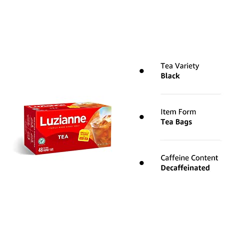 Luzianne Decaffeinated Iced Tea Bags, Family Size, 24ct Box (Pack of 6)