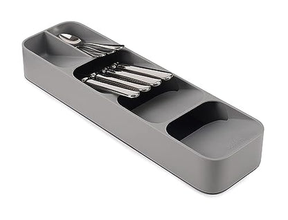 Joseph Joseph DrawerStore Compact Utensil Organizer For Kitchen Drawer Silverware, Flatware Tray, Small, Grey