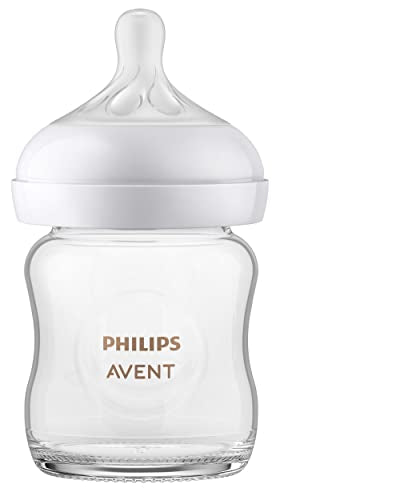 Philips AVENT Glass Natural Baby Bottle with Natural Response Nipple, Clear, 4oz, 4pk, SCY910/04