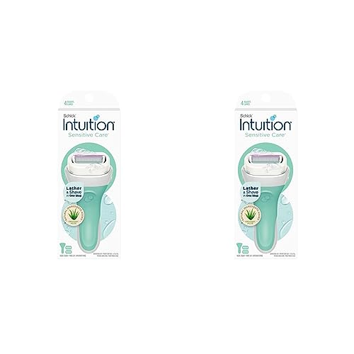 Schick Intuition Razors for Women with Sensitive Skin | 1 Razor & 2 Intuition Razor Blades Refill with Organic Aloe