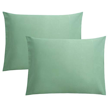 FLXXIE Microfiber Pillow Cases Standard Size, Soft Pillowcases with Envelope Closure, Wrinkle, Stain Resistant Pillow Covers, 20x26, Aqua