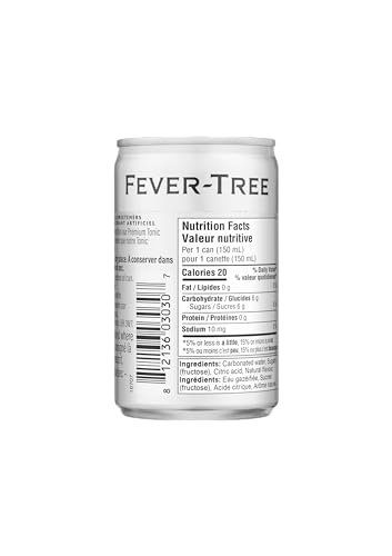 Fever-Tree Light Tonic Water Cans, 5.07 Fl Oz (Pack of 24), Lower in Calories, No Artificial Sweeteners, Flavorings or Preservatives (Packaging may vary)