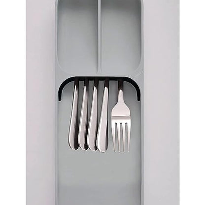 Joseph Joseph DrawerStore Compact Utensil Organizer For Kitchen Drawer Silverware, Flatware Tray, Small, Grey