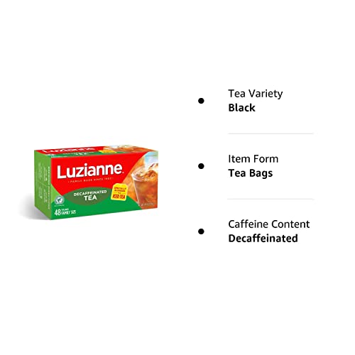 Luzianne Decaffeinated Iced Tea Bags, Family Size, 24ct Box (Pack of 6)