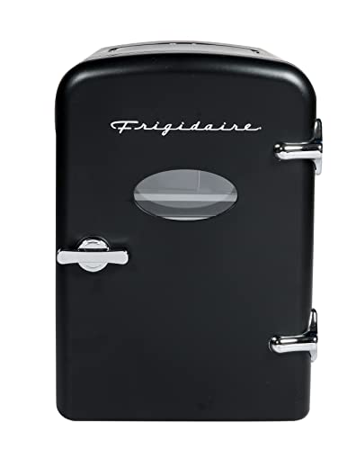 Frigidaire EFMIS175 Retro 9-Can Mini Personal Fridge Portable Cooler for Car, Office, Bedroom, Dorm Room, or Cabin, 11.8"D x 7.1"W x 10.1"H, Black