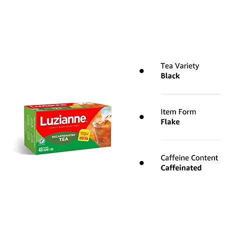 Luzianne Decaffeinated Iced Tea Bags, Family Size, 24ct Box (Pack of 6)