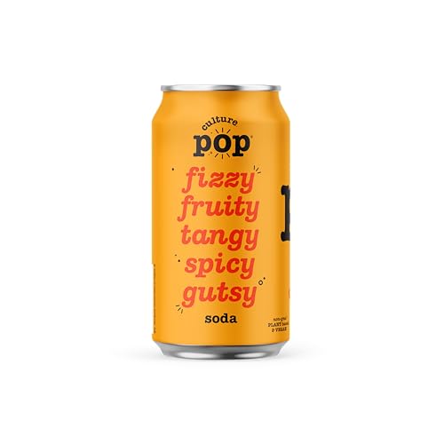 Culture Pop Soda Sparkling Probiotic Drink, 45 Calories Per Can, Vegan Soda for Gut Health, Non-GMO, GF, No Added Sugar, 12 Pack, 12 Fl Oz Cans, Jazzy & Juicy Variety Pack - New!