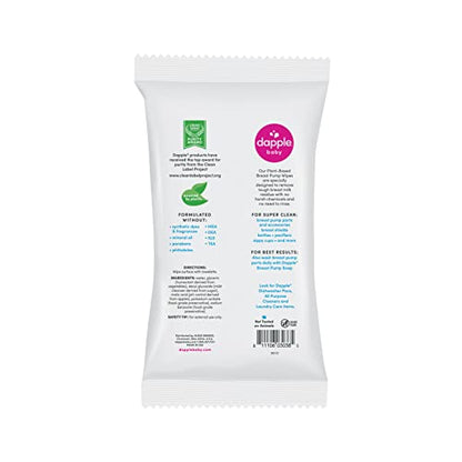 Breast Pump Wipes by Dapple Baby, 25 Count (Pack of 3), Fragrance Free, Plant Based & Hypoallergenic Breast Pump Wipes - Removes Milk Residue, Leaves No Taste - Convenient Wipes Pouch