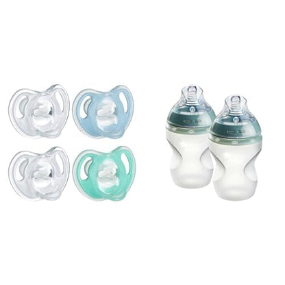 Tommee Tippee Ultra-Light Silicone Pacifier, Symmetrical One-Piece Design, BPA-Free Silicone Binkies, 0-6m, 4-Count