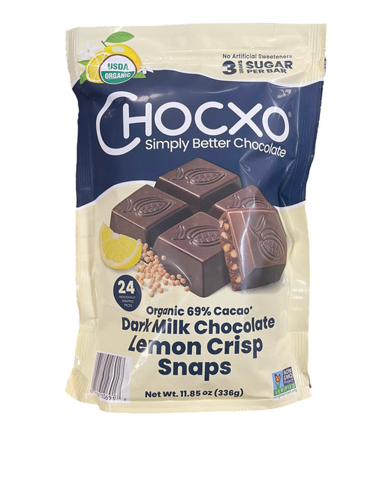 Chocxo Organic Dark Milk Chocolate Lemon Snap 11.85 oz 24 pcs