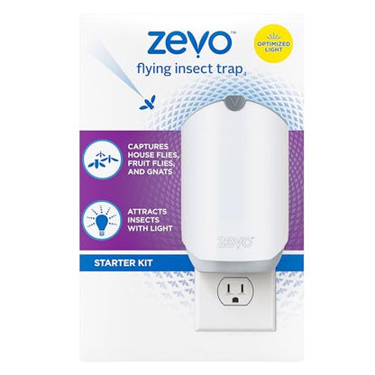 Zevo Flying Insect Trap, Fly Trap, Fruit Fly Trap (2 Plug-in Bases + 2 Refill Cartridges)