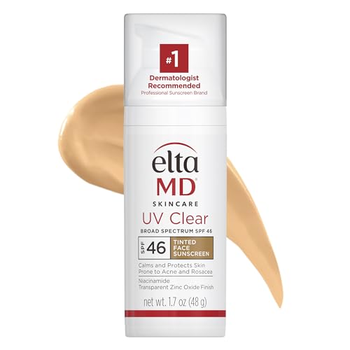 EltaMD UV Clear Tinted Face Sunscreen, Oil- Free Tinted Sunscreen with Zinc Oxide, Dermatologist Recommended Sunscreen, 1.7 oz Pump