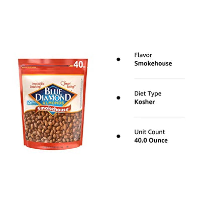 Blue Diamond Almonds Low Sodium Lightly Salted Snack Nuts, 40 Oz Resealable Bag (Pack of 1)