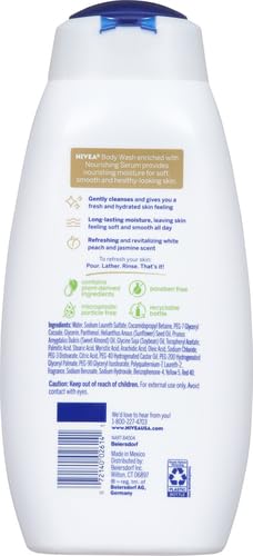 NIVEA White Peach and Jasmine Body Wash with Nourishing Serum, 20 Fl Oz