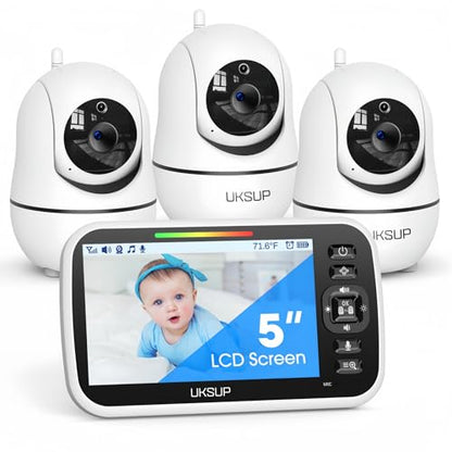 Baby Monitor with Camera and Audio - 5” Display Video Baby Monitor with 29 Hour Battery Life, Remote Pan & Tilt, 2X Zoom,Auto Night Vision, 2 Way Talk, Temperature Sensor,Lullabies,960 Feet Range