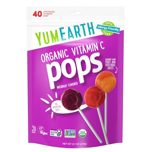 YumEarth Organic Pops Variety Pack, 14 Fruit Flavored Favorites Lollipops, Allergy Friendly, Gluten Free, Non-GMO, Vegan, No Artificial Flavors or Dyes