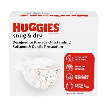 Huggies Size 2 Diapers, Snug & Dry Baby Diapers, Size 2 (12-18 lbs), 100 Count, Packaging May Vary