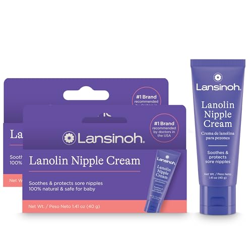 Lansinoh Lanolin Nipple Cream, Safe Nipple Balm for Baby and Mom, Breastfeeding Essentials, 1.41 Ounces