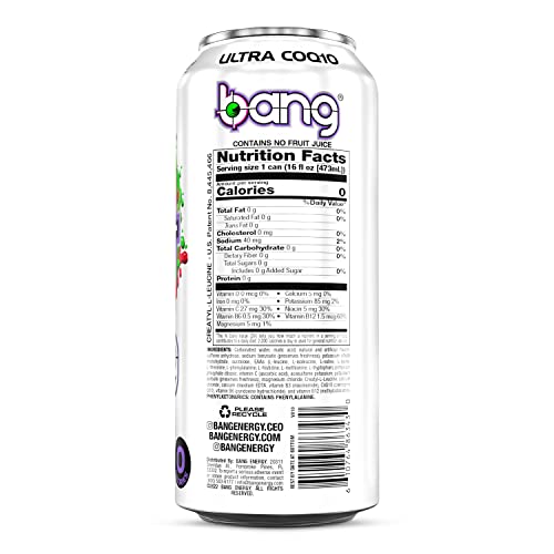 Bang Energy Bangster Berry, Sugar-Free Energy Drink, 16-Ounce (Pack of 12)