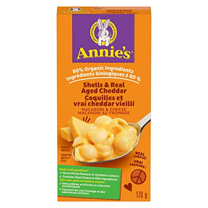 Annie's White Cheddar Shells Macaroni and Cheese with Organic Pasta, 6 oz (Pack of 12)