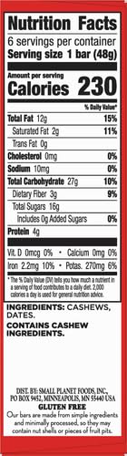 Larabar Cashew Cookie, Gluten Free Vegan Fruit & Nut Bars, 1.7 oz, 18 ct