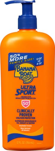 Banana Boat Sport Ultra SPF 50 Sunscreen Lotion, 12oz | Banana Boat Sunscreen SPF 50 Lotion, Oxybenzone Free Sunscreen, Sunblock Lotion Sunscreen, Family Size Sunscreen, 12oz