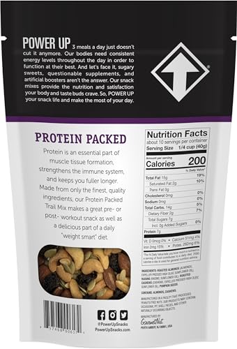 Power Up Trail Mix, Mega Omega Trail Mix, Non-GMO, Vegan, Gluten Free, No Artificial Ingredients, Gourmet Nut, 14 Ounce Bag