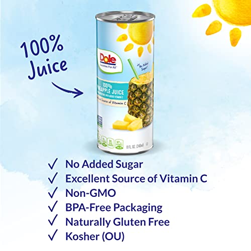 Dole 100% Juice, Pineapple, 46 Ounce Cans (Pack of 6)