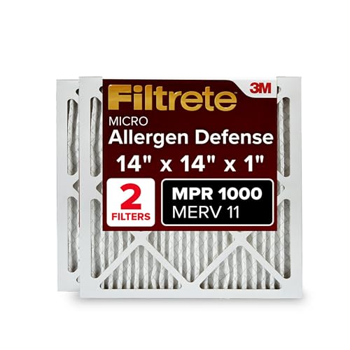 Filtrete 20x25x1 AC Furnace Air Filter, MERV 11, MPR 1000, Micro Allergen Defense, 3-Month Pleated 1-Inch Electrostatic Air Cleaning Filter, 2 Pack (Actual Size 19.688 x 24.688 x 0.84 in)