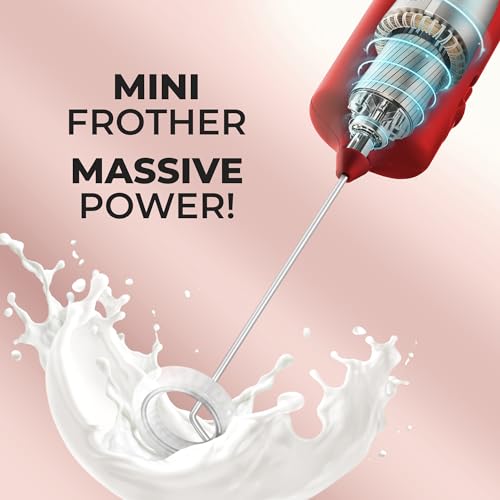 Powerful Handheld Milk Frother Wand - Electric Hand Mixer - Portable Frother Handheld for Coffee - Mini Froth Drink Mixer for Lattes, Cappuccino, Matcha, Hot Chocolate, Creamer - Black