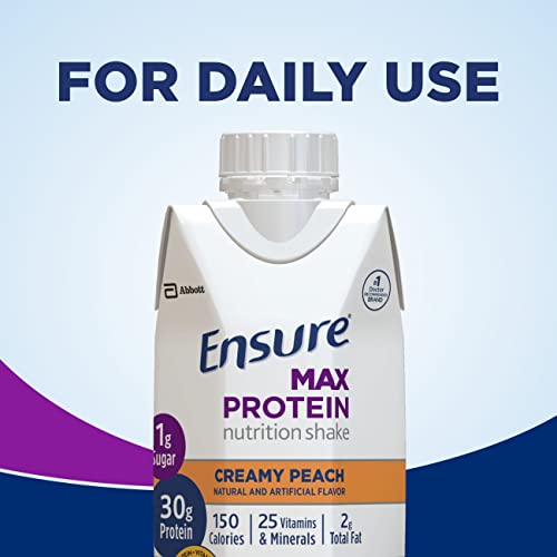 Ensure Max Protein Nutrition Shake with 30g of Protein, 1g of Sugar, High Protein Shake, Milk Chocolate, 11 Fl Oz (Pack of 12), Liquid, Halal