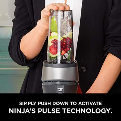 Ninja QB3001SS Ninja Fit Compact Personal Blender, Shakes, Smoothies, Food Prep, and Frozen Blending, 700-Watt Base and (2) 16-oz. Cups & Spout Lids, Black