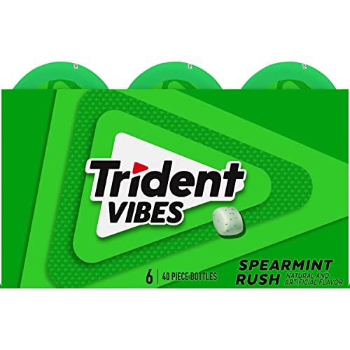 Trident Vibes Spearmint Rush Sugar Free Gum, 6 Bottles of 40 Pieces (240 Total Pieces)