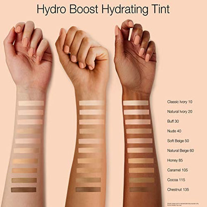 Neutrogena Hydro Boost Hydrating Tint with Hyaluronic Acid, Lightweight Water Gel Formula, Moisturizing, Oil-Free & Non-Comedogenic Liquid Foundation Makeup, 20 Natural Ivory, 1.0 fl. oz