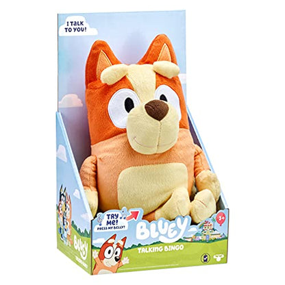 Bluey - 12" Talking Bingo Plush - Interactive - Sing Along with Bingo, 9 Different Phrases, Multicolor, 17137