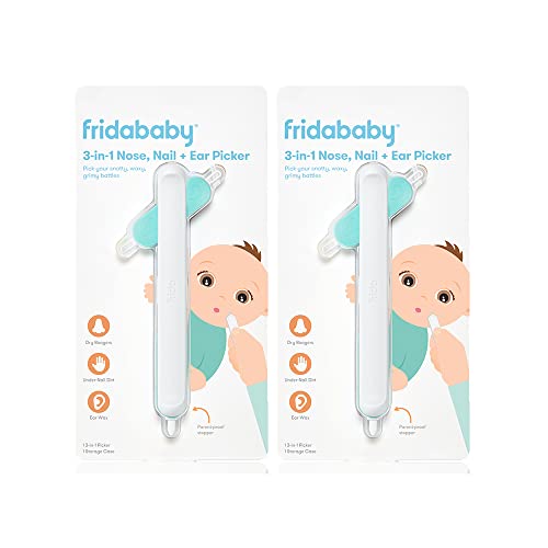 Frida Baby 3-in-1 Nose, Nail + Ear Picker: Baby Ear Cleaner + Baby Nose Cleaner and Nail Tool for Babies + Toddlers, Safely Clean Baby's Boogers, Ear Wax & More