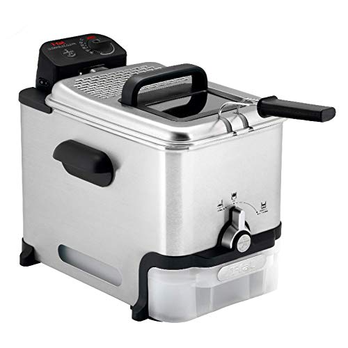 T-fal 3.5L Stainless Steel Deep Fryer with Basket, 1700W, Oil Filtration, Temp Control, Digital Timer, Dishwasher Safe Parts