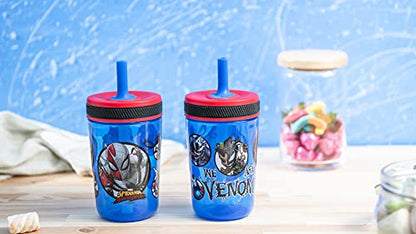 Zak Designs 15oz Bluey Kelso Tumbler Set, BPA-Free Leak-Proof Screw-On Lid with Straw Made of Durable Plastic and Silicone, Perfect Bundle for Kids, 2 Count (Pack of 1)