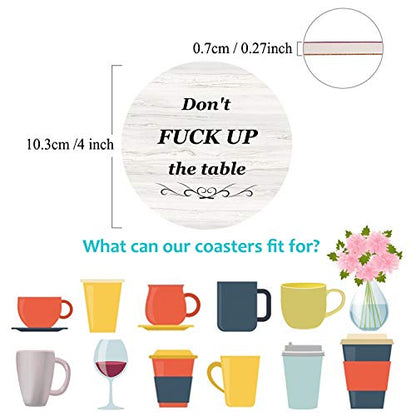 Coasters for Drinks, Funny Drink Coasters Absorbent with Holder 6 Pcs Absorbing Stone Funny Coaster Gift Set Housewarming Gift New Home Apartment Kitchen House Decor Gift for Women Men