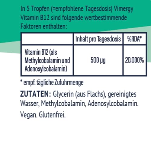 Vimergy USDA Organic B12, 30 Servings – Alcohol Free B-12 Liquid Vitamin - Supports Brain Energy, Nervous System, Cognition, Memory - No Gluten, Non-GMO, Vegan & Paleo - Naturally Sweet Flavor (30 ml)