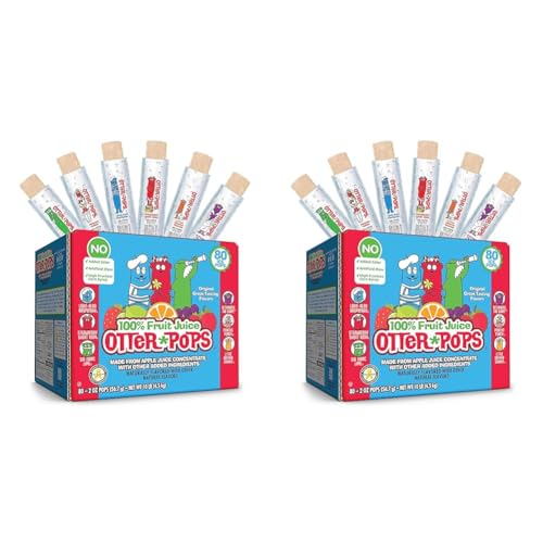 Otter Pops Freezer Bars, 100% Fruit Juice Ice Pops, Original Flavors (80ct – 2oz bars)