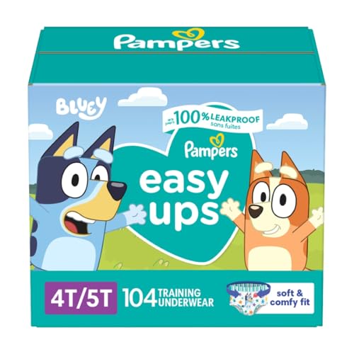 Pampers Easy Ups Boys & Girls Bluey Potty Training Pants - Size 3T-4T, One Month Supply (124 Count), Training Underwear (Packaging May Vary)